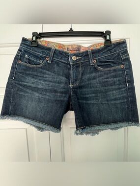 PAIGE Jimmy Jimmy Raw Hem Dark Wash Cutoff Jean Shorts